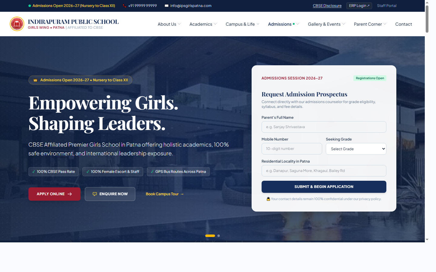 Indirapuram Public School Girls - Admissions Gateway & Hero Banner
