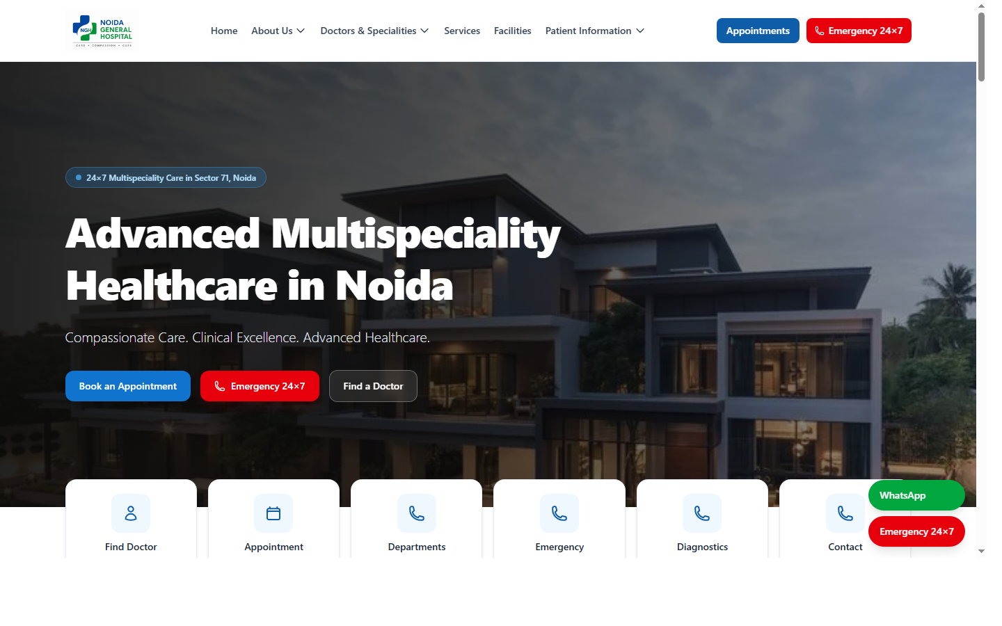 Noida General Hospital - Portal Gateway & 24×7 Care Hub